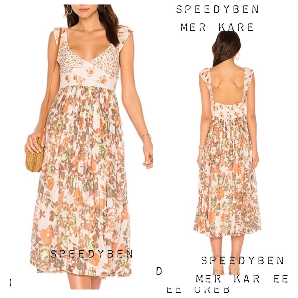 Free People Love You Midi Dress NWT Cream Floral Size Small